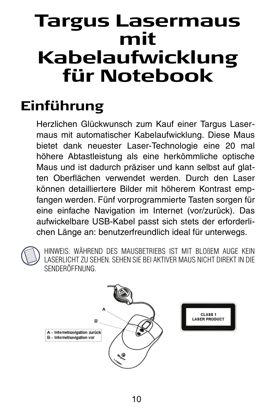 Targus Notebook Mouse User Manual | Page 10 / 52