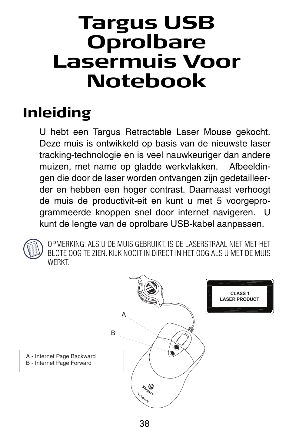 Inleiding | Targus Notebook Mouse User Manual | Page 38 / 52