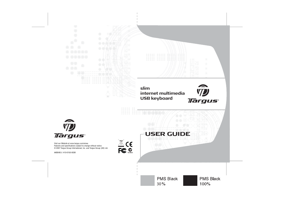Targus slim internet multimedia USB keyboard User Manual | 51 pages