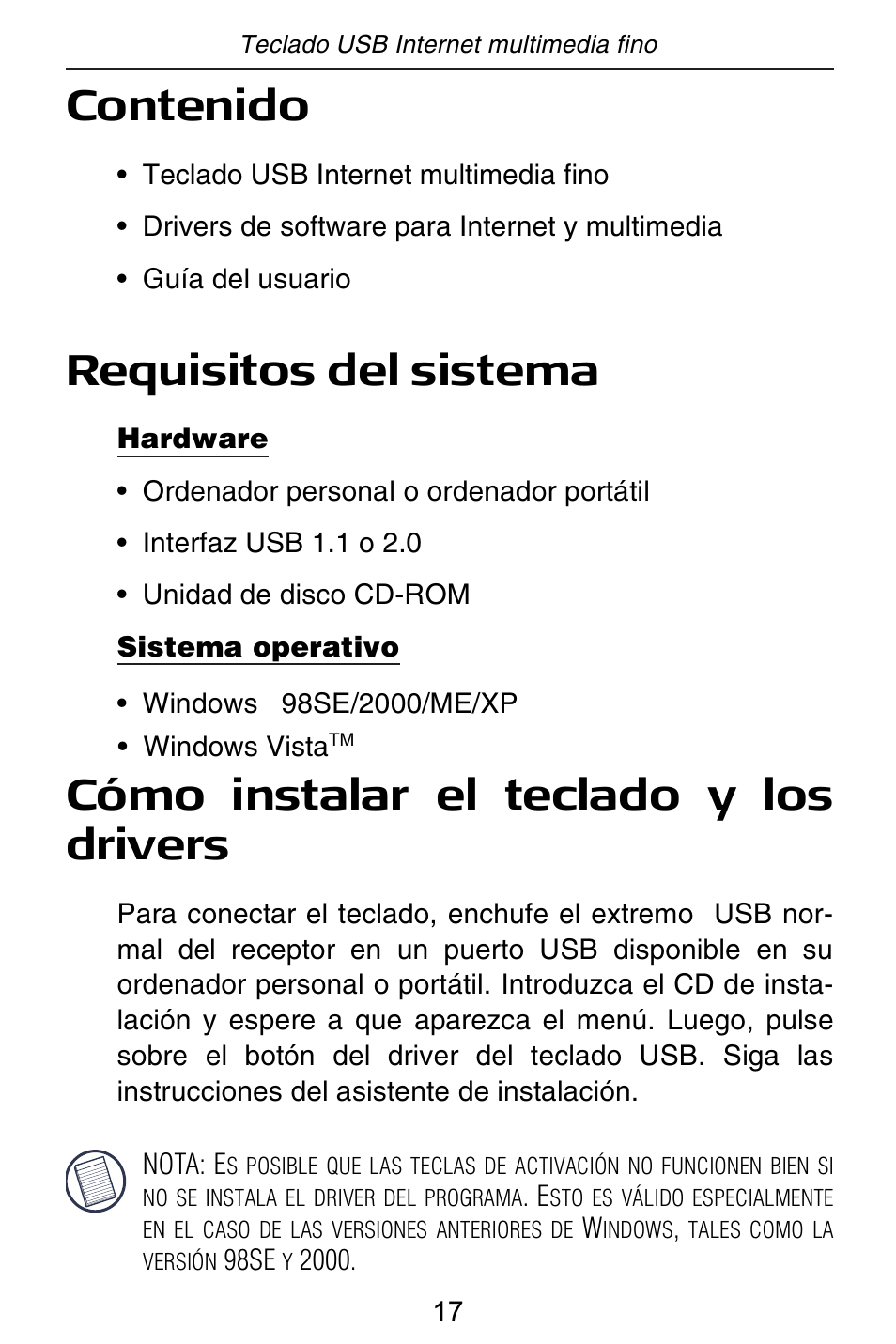 Targus slim internet multimedia USB keyboard User Manual | Page 18 / 51