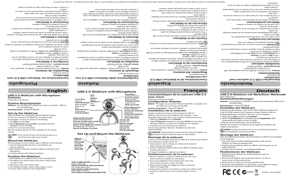 Targus USB 2.0 WebCam User Manual | 2 pages
