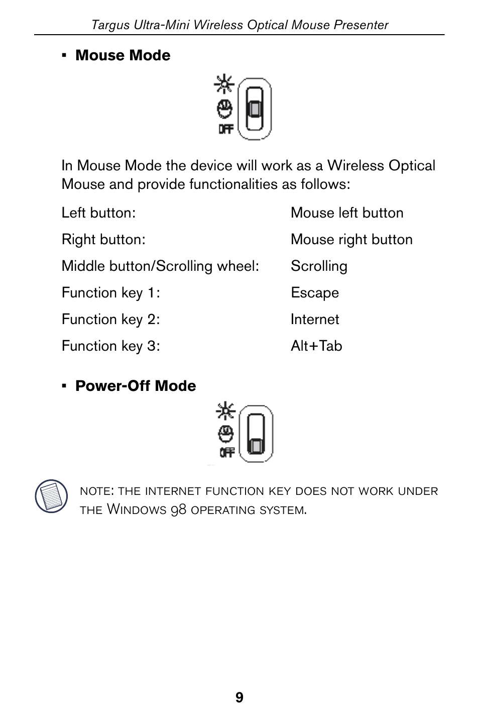 Targus Optical Mouse User Manual | Page 9 / 17