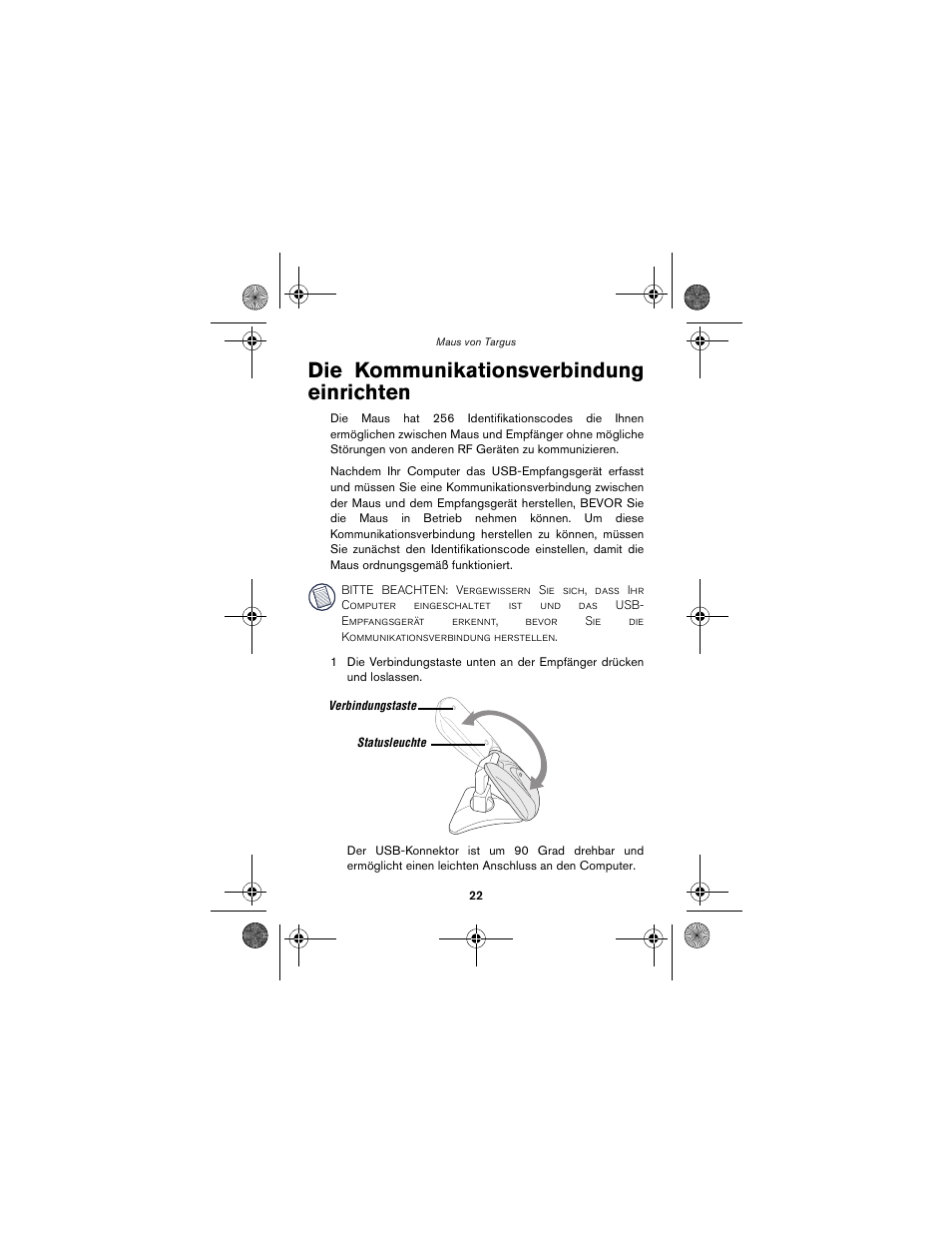 Die kommunikationsverbindung einrichten | Targus wireless mouse User Manual | Page 22 / 94