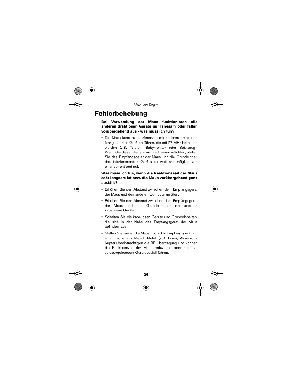 Fehlerbehebung | Targus wireless mouse User Manual | Page 26 / 94