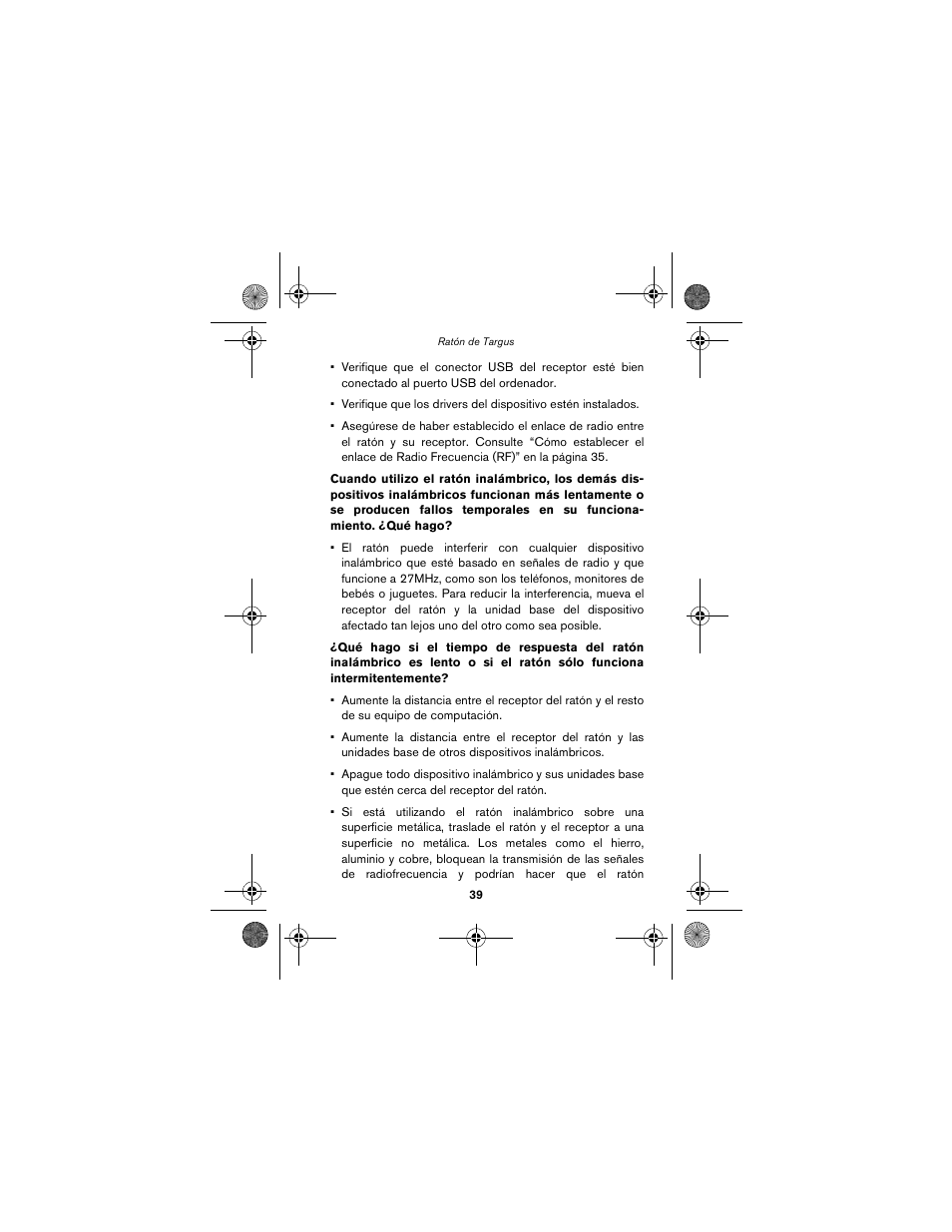 Targus wireless mouse User Manual | Page 39 / 94