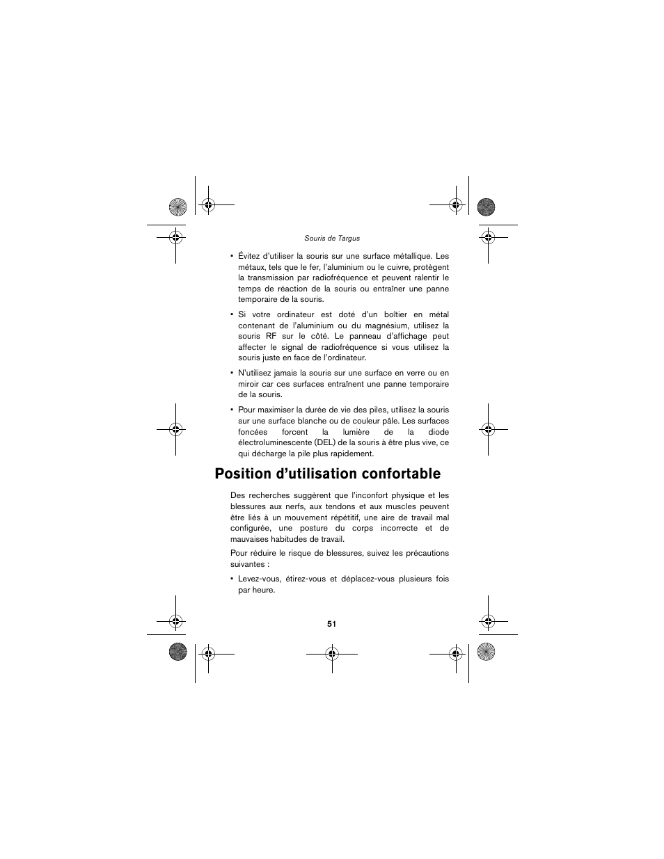 Position d’utilisation confortable | Targus wireless mouse User Manual | Page 51 / 94