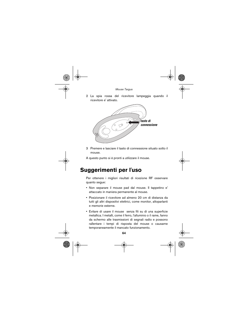 Suggerimenti per l'uso | Targus wireless mouse User Manual | Page 64 / 94