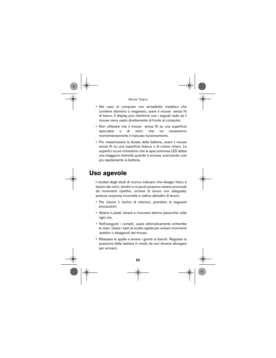 Uso agevole | Targus wireless mouse User Manual | Page 65 / 94