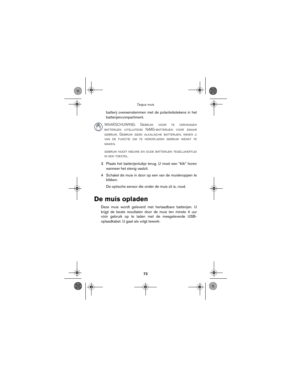 De muis opladen | Targus wireless mouse User Manual | Page 73 / 94