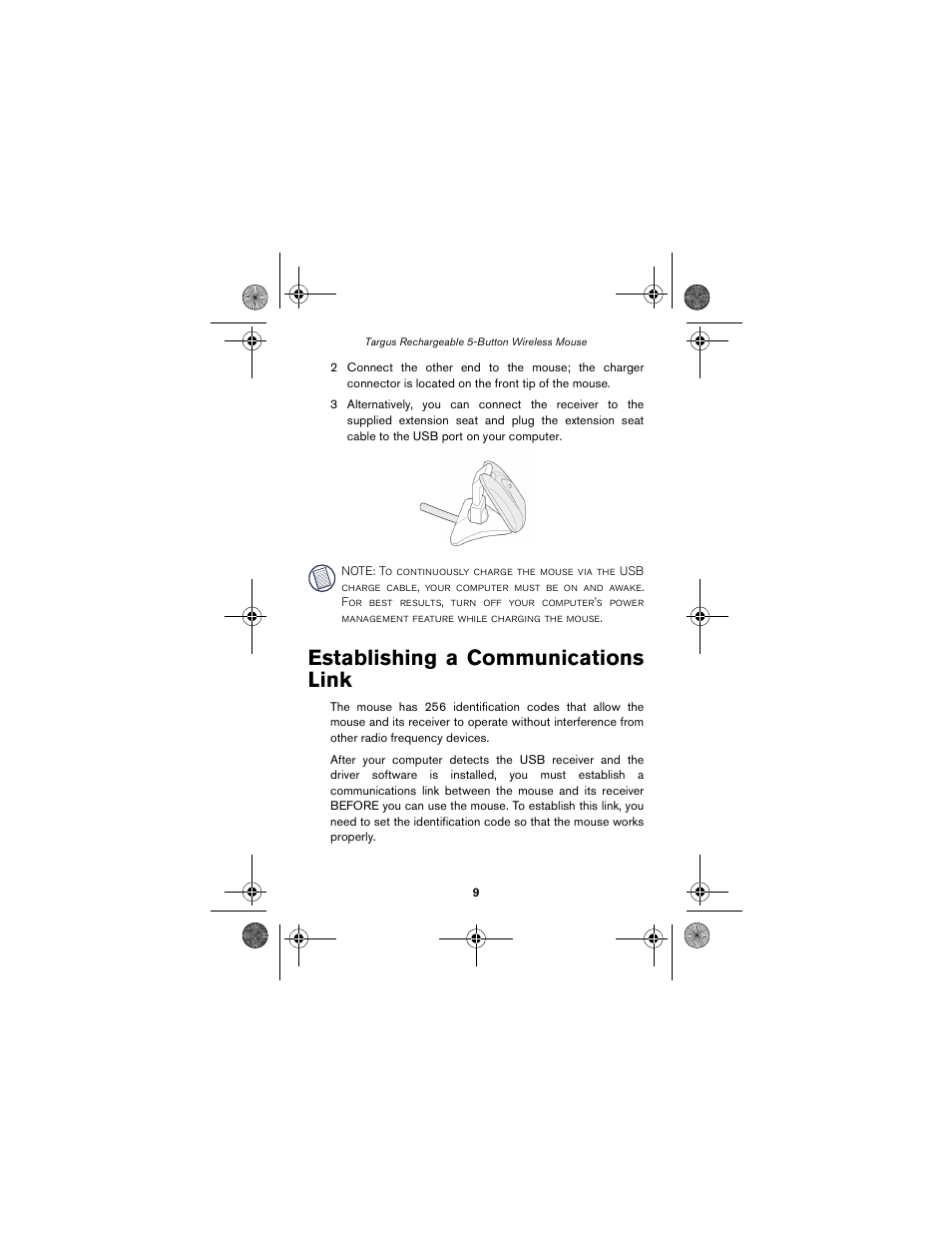 Establishing a communications link | Targus wireless mouse User Manual | Page 9 / 94