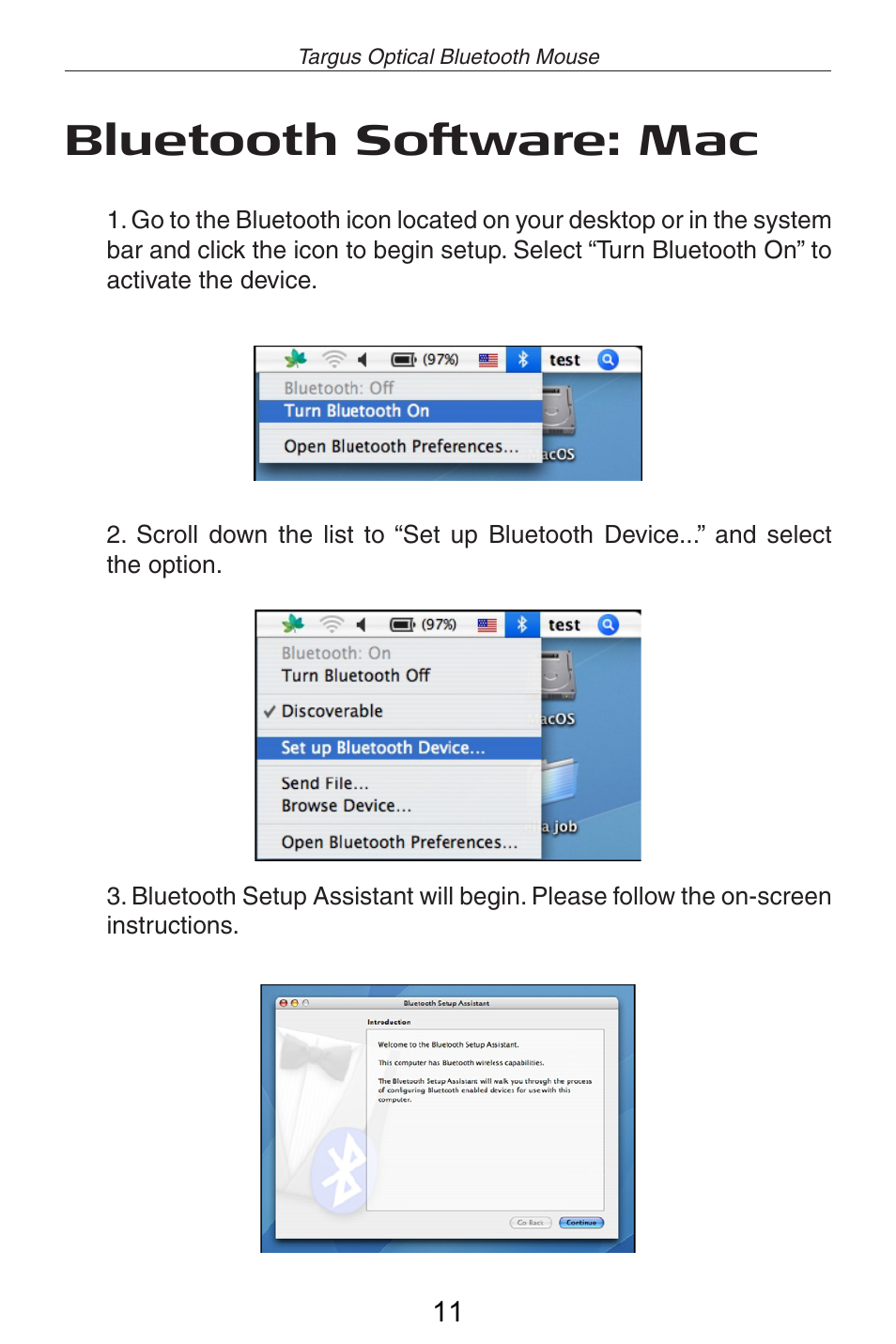 Bluetooth software: mac | Targus AMB04 User Manual | Page 12 / 17