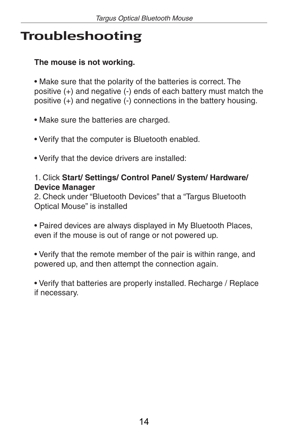 Troubleshooting | Targus AMB04 User Manual | Page 15 / 17