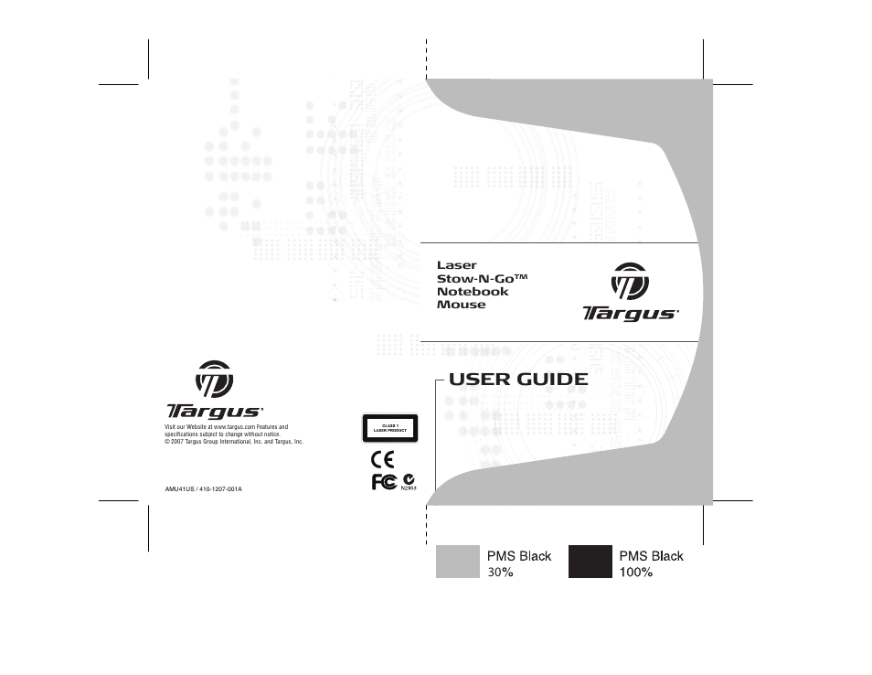Targus LASER STOW N GO NOTEBOOK MOUSE AMU41US User Manual | 11 pages