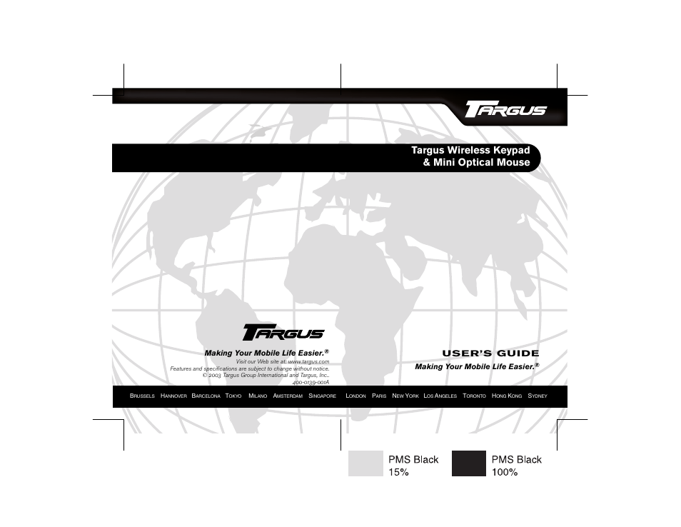 Targus Wireless Keypad & Mini Optical Mouse User Manual | 15 pages