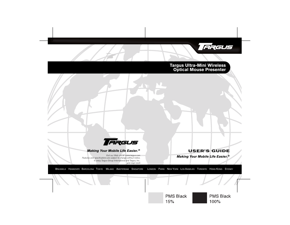 Targus 400-0140-001A User Manual | 17 pages