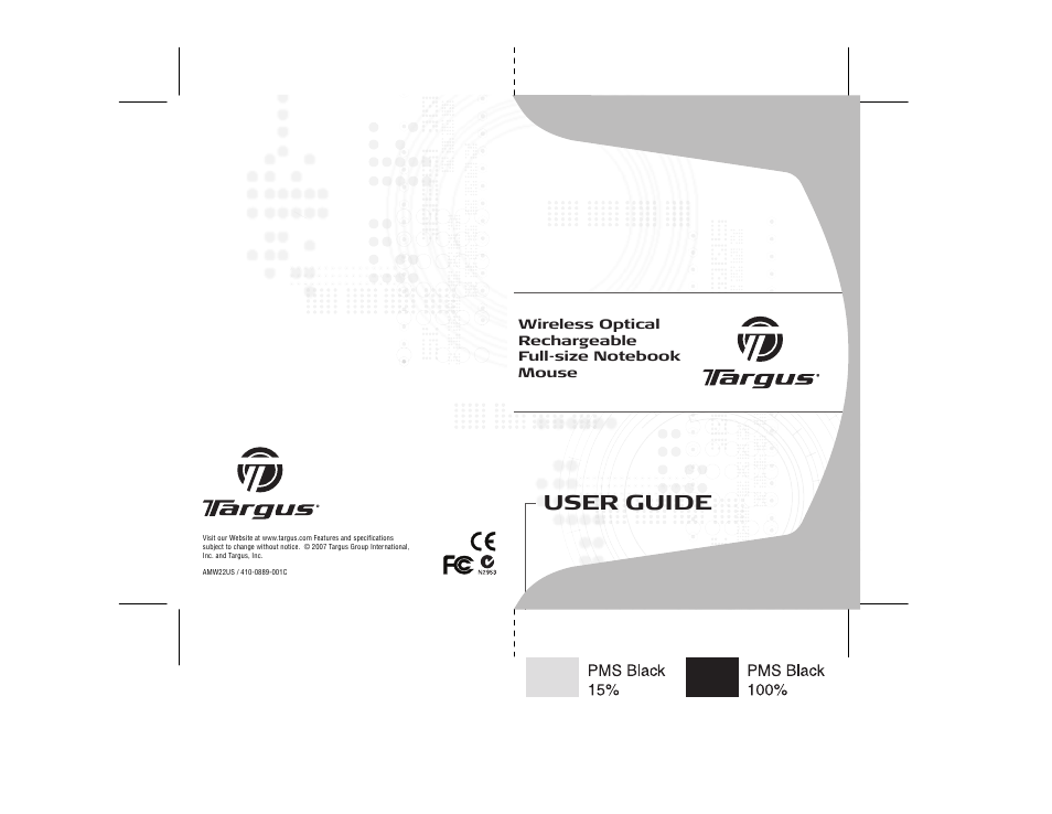 Targus Wireless Optical Rechargeable Full-size Notebook Mouse User Manual | 7 pages