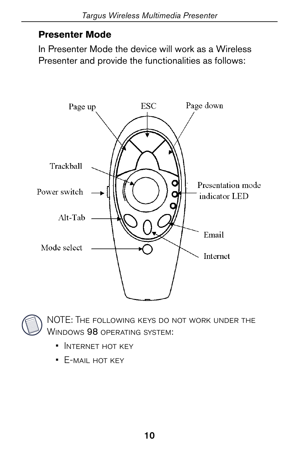 Presenter mode | Targus 400-0170-001A User Manual | Page 10 / 18