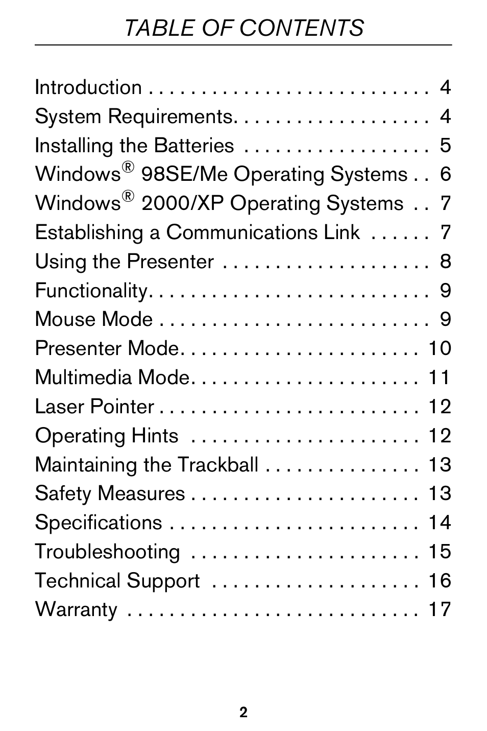 Targus 400-0170-001A User Manual | Page 2 / 18