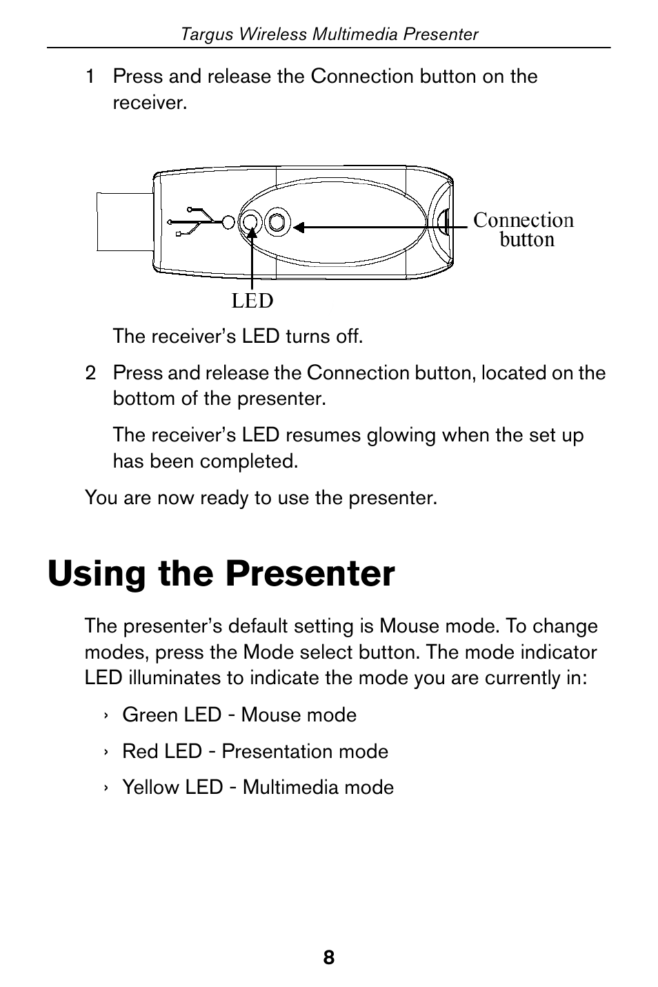 Using the presenter | Targus 400-0170-001A User Manual | Page 8 / 18