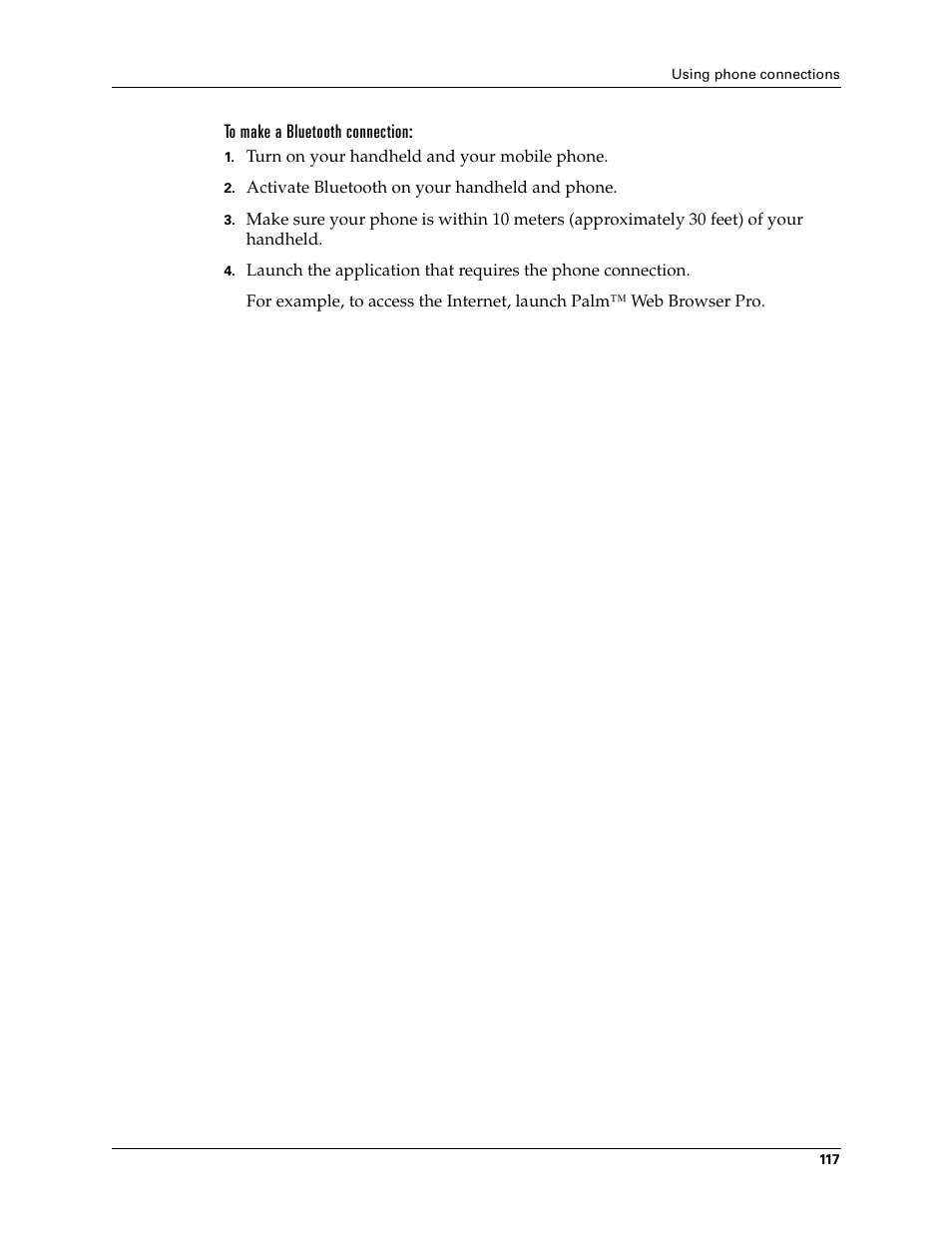 To make a bluetooth connection | Tungsten Affinity TUNGSTUN T3 User Manual | Page 131 / 408
