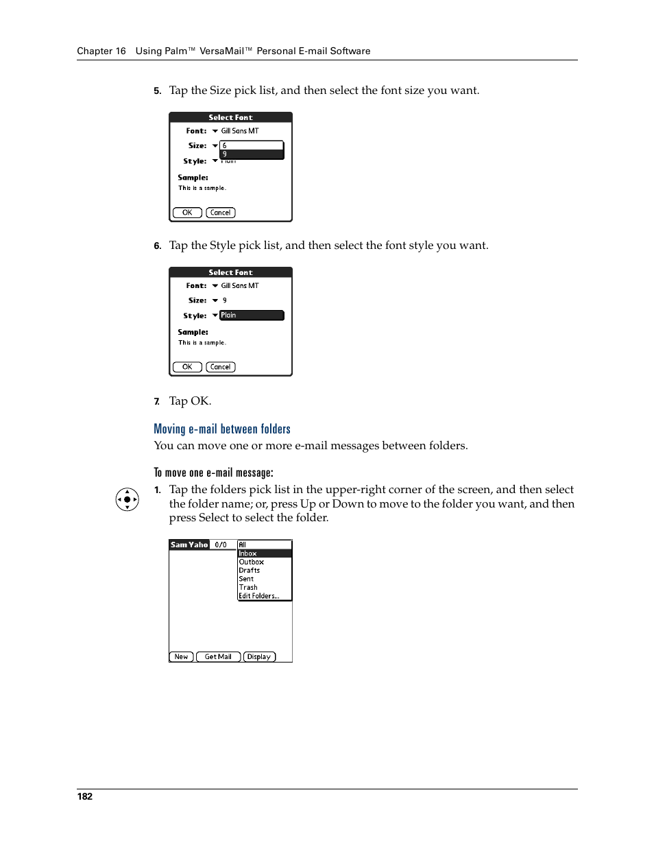 Moving e-mail between folders, To move one e-mail message | Tungsten Affinity TUNGSTUN T3 User Manual | Page 196 / 408