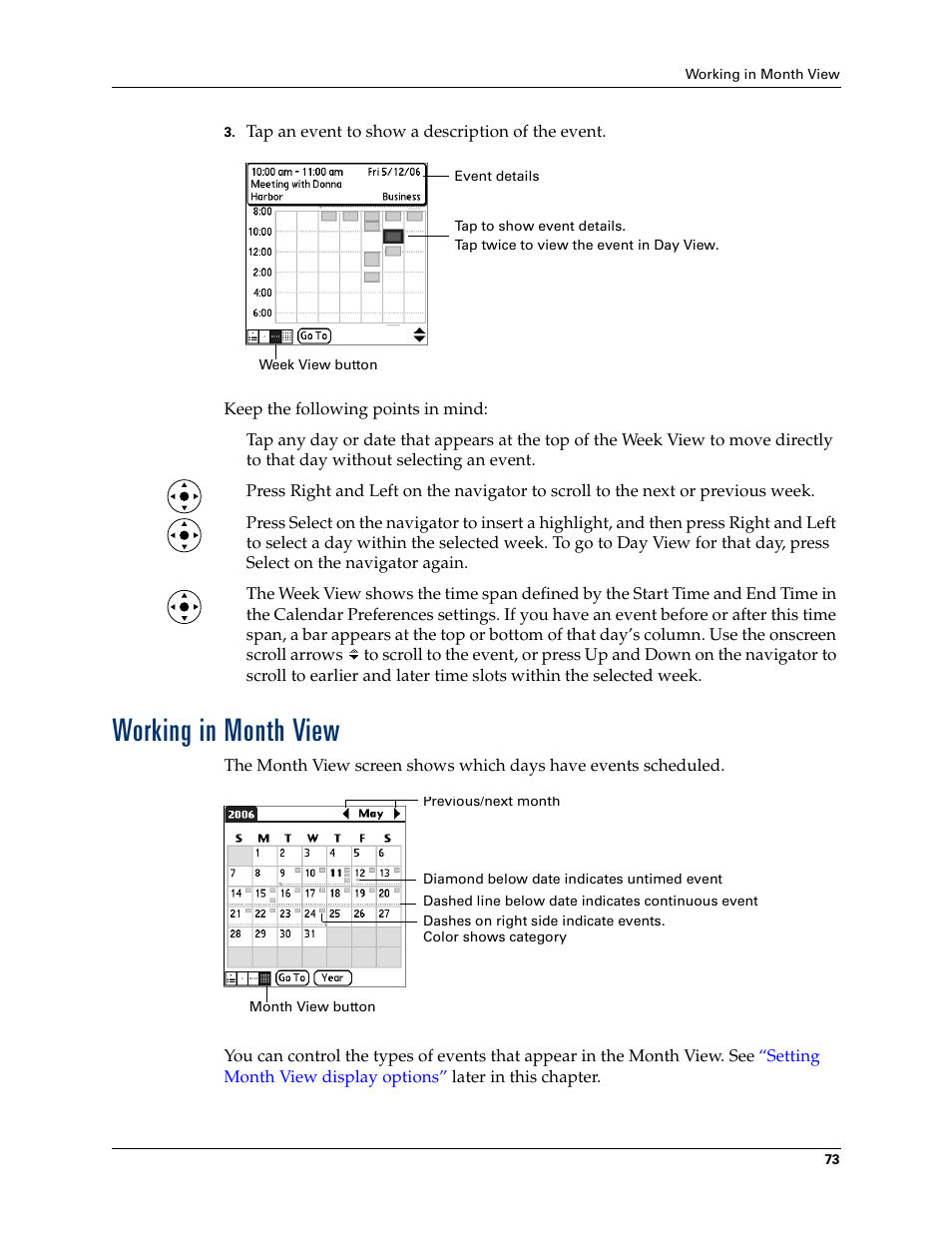 Working in month view | Tungsten Affinity TUNGSTUN T3 User Manual | Page 87 / 408