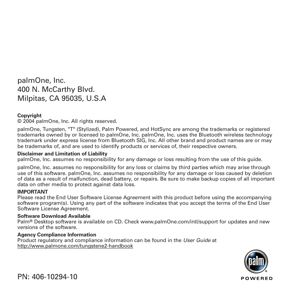 Tungsten Affinity E2 User Manual | Page 12 / 12