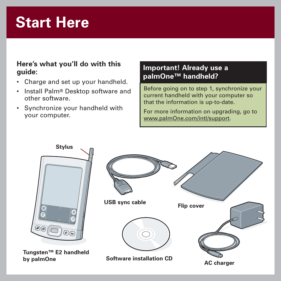 Start here | Tungsten Affinity E2 User Manual | Page 2 / 12