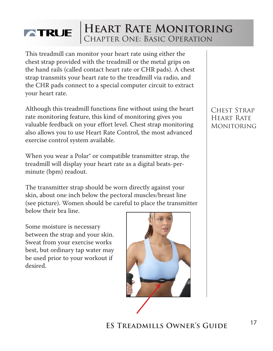 Heart rate monitoring | True Fitness ES9.0 + ES7.0 User Manual | Page 17 / 77