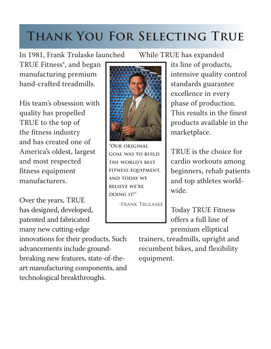 True Fitness ES9.0 + ES7.0 User Manual | Page 2 / 77