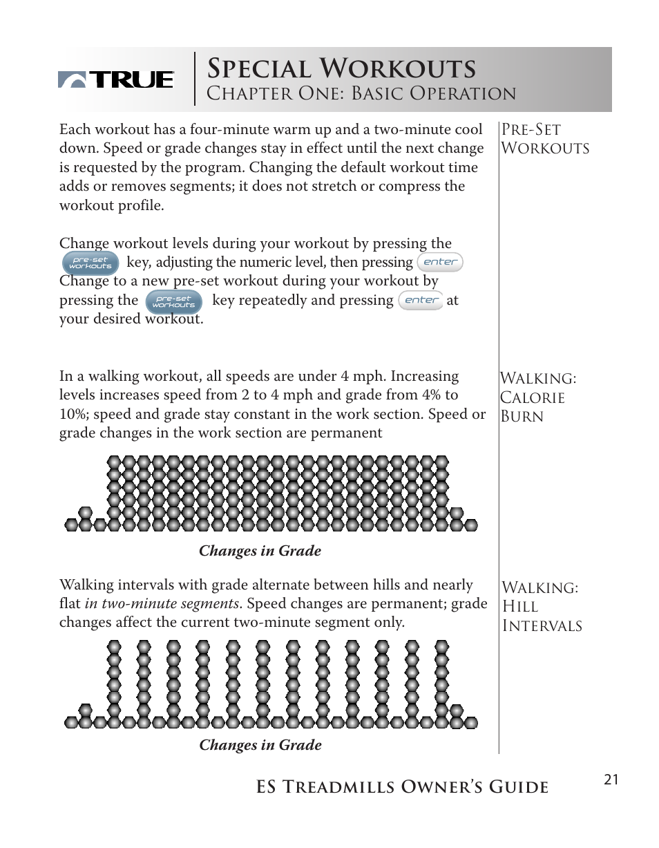 Special workouts | True Fitness ES9.0 + ES7.0 User Manual | Page 21 / 77
