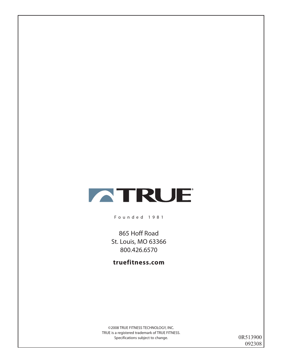 True Fitness ES9.0 + ES7.0 User Manual | Page 77 / 77