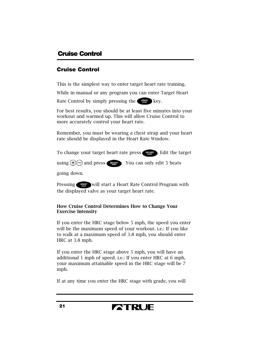 Cruise control | True Fitness True 400 User Manual | Page 24 / 41