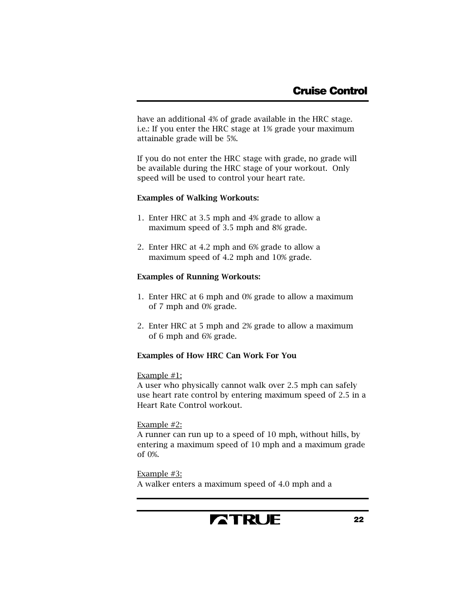 Cruise control | True Fitness True 400 User Manual | Page 25 / 41