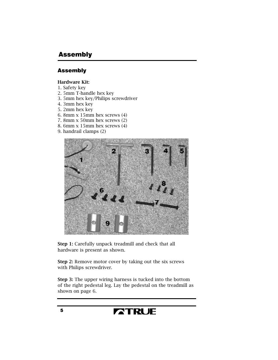 Assembly | True Fitness True 400 User Manual | Page 8 / 41