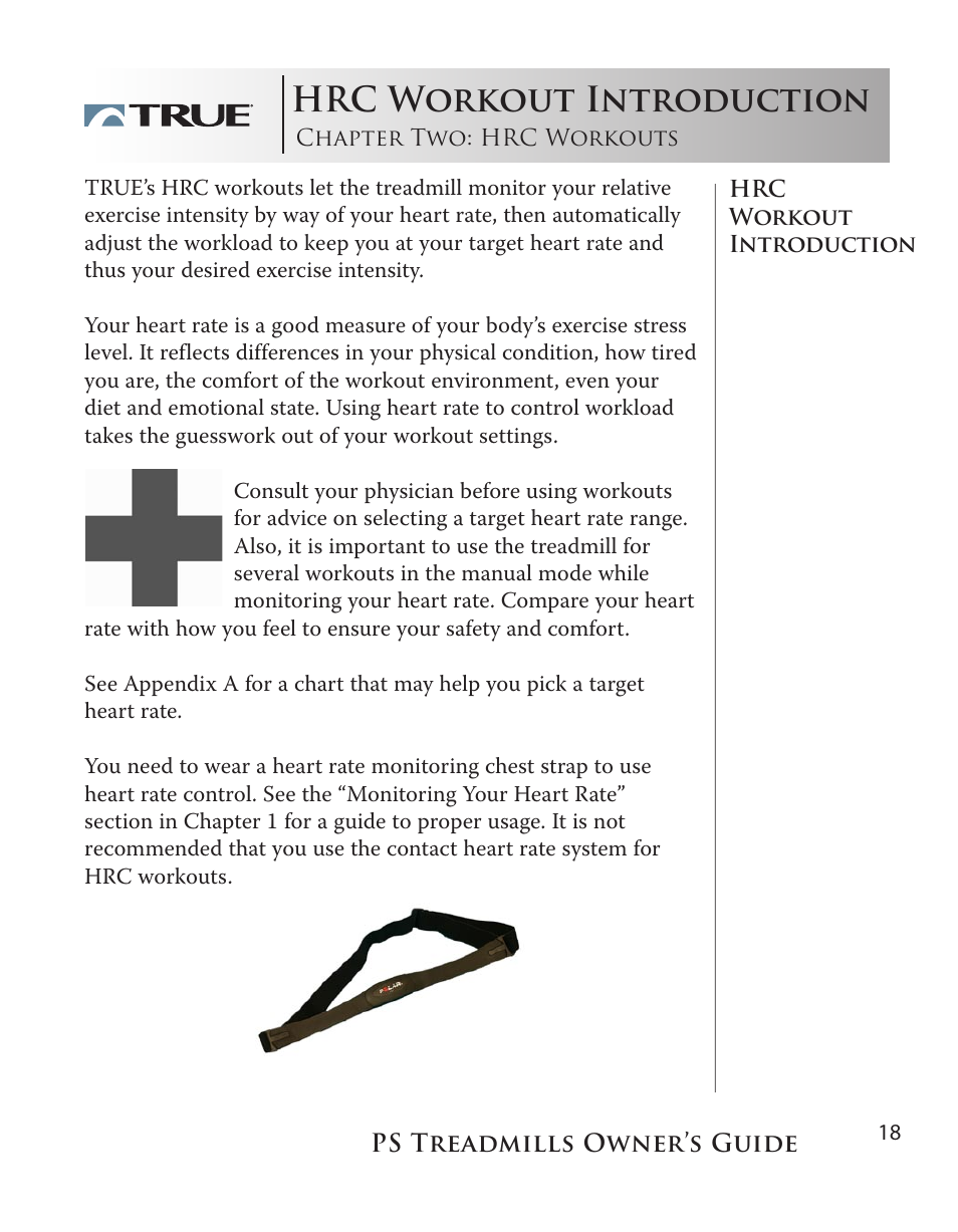 Hrc workout introduction | True Fitness PS75 User Manual | Page 18 / 40