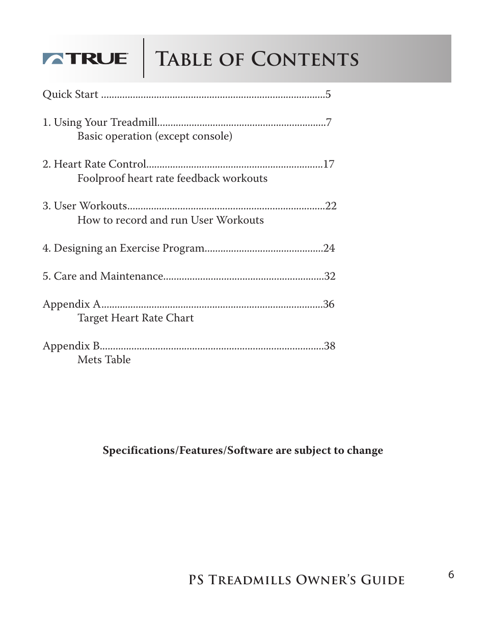 True Fitness PS75 User Manual | Page 6 / 40