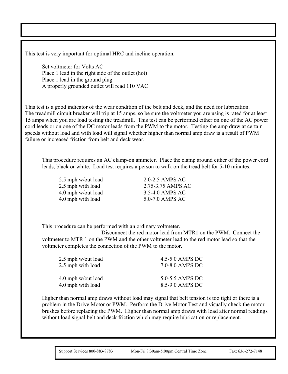 Test procedures | True Fitness 455 Pediatric User Manual | Page 19 / 27