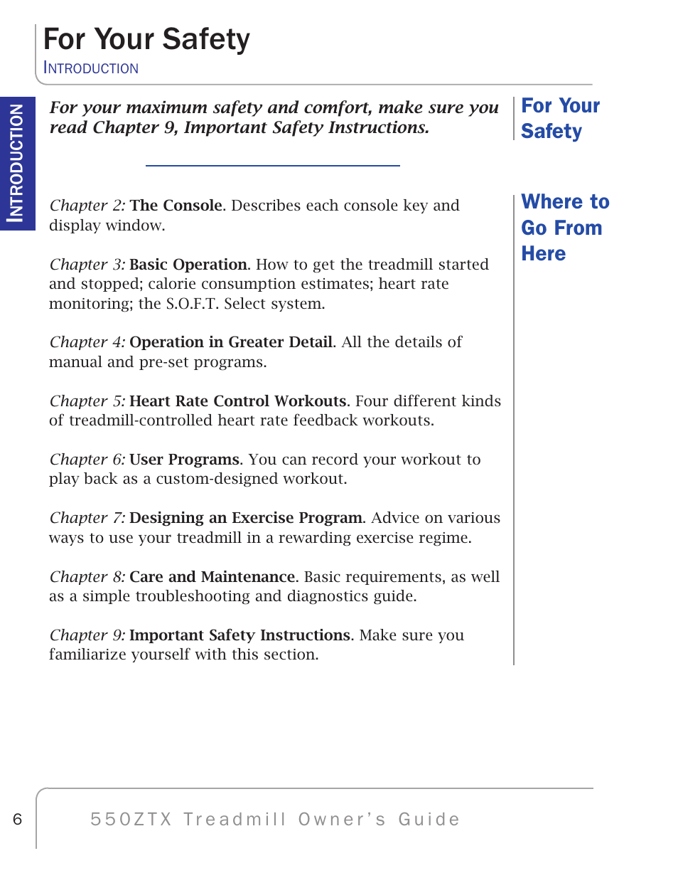For your safety, For your safety where to go from here | True Fitness 550ZTX User Manual | Page 10 / 103