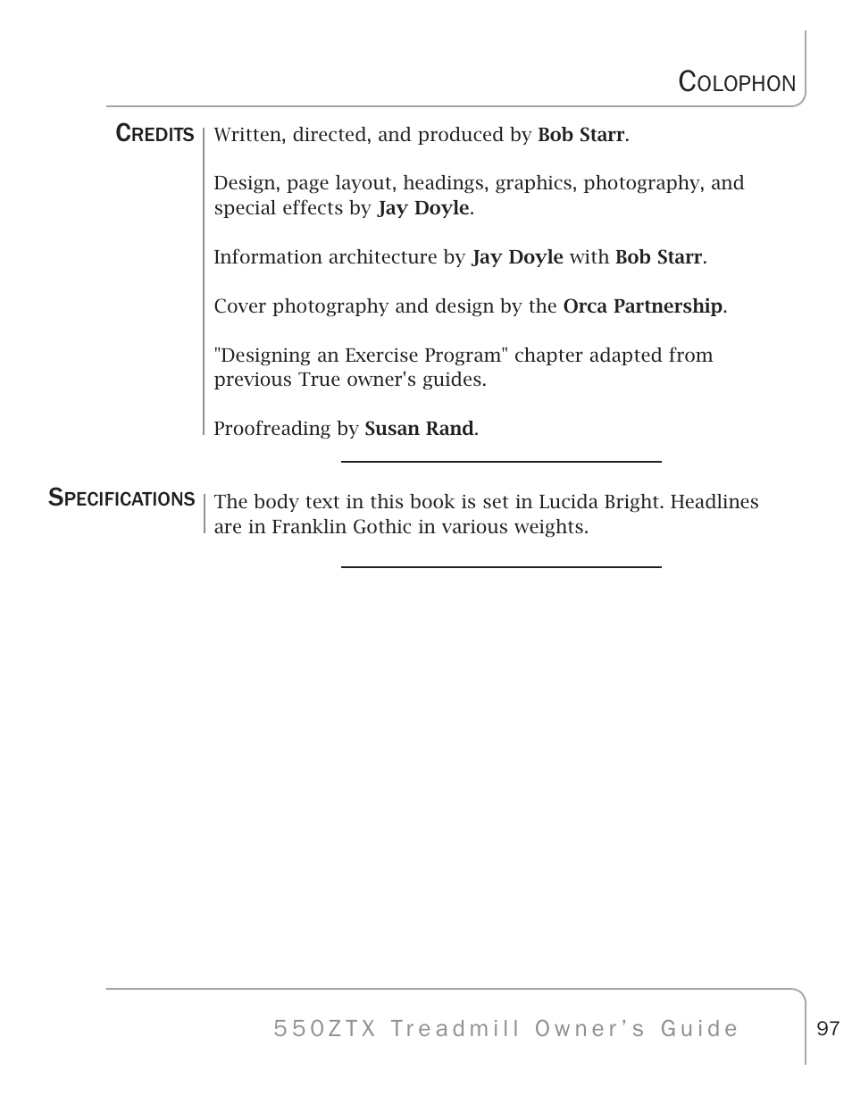True Fitness 550ZTX User Manual | Page 101 / 103