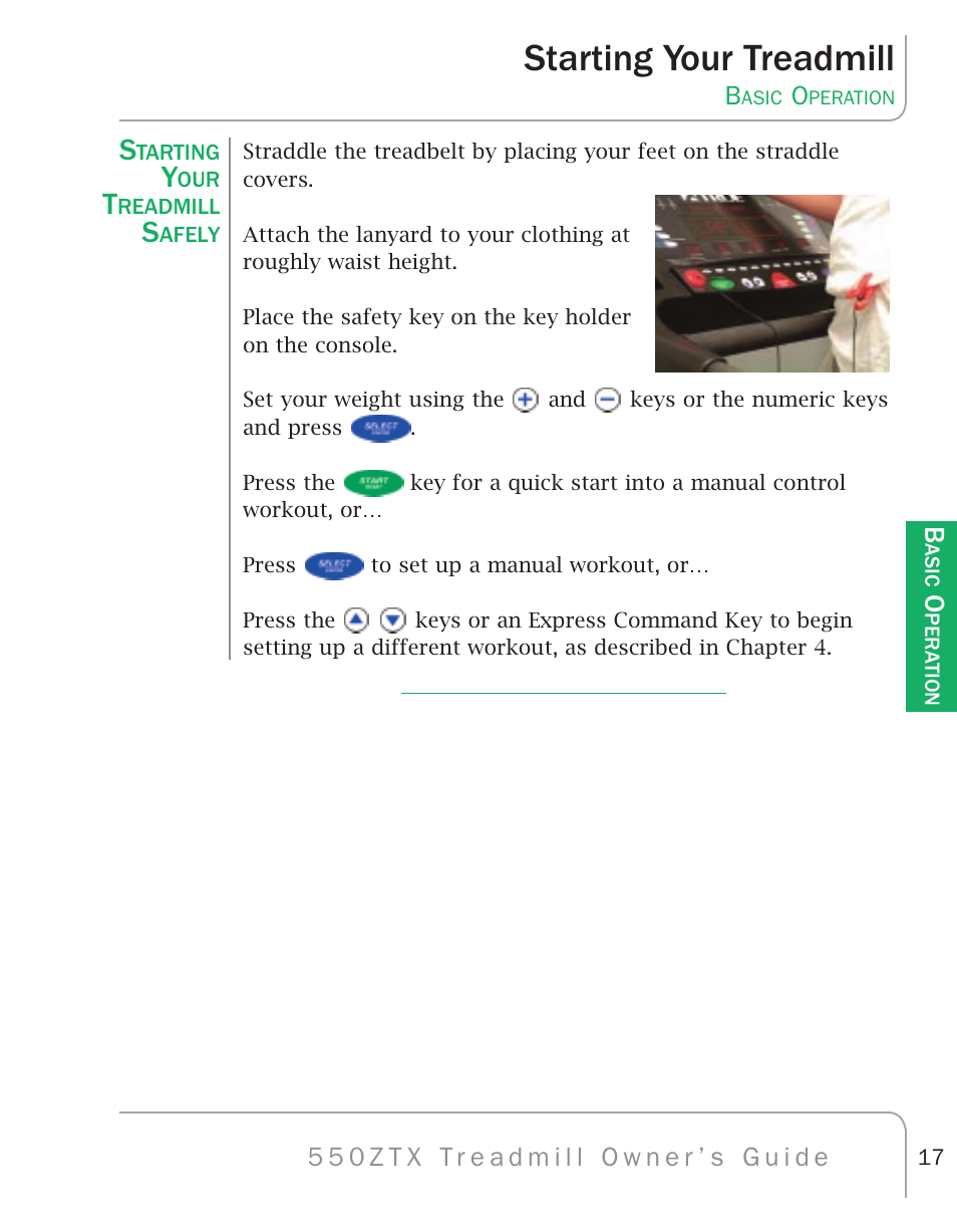 Starting your treadmill | True Fitness 550ZTX User Manual | Page 21 / 103