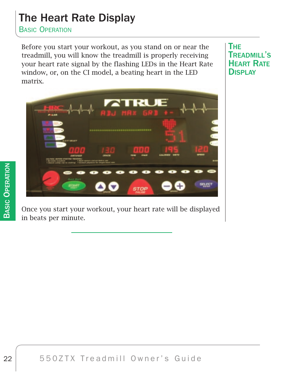 The heart rate display | True Fitness 550ZTX User Manual | Page 26 / 103