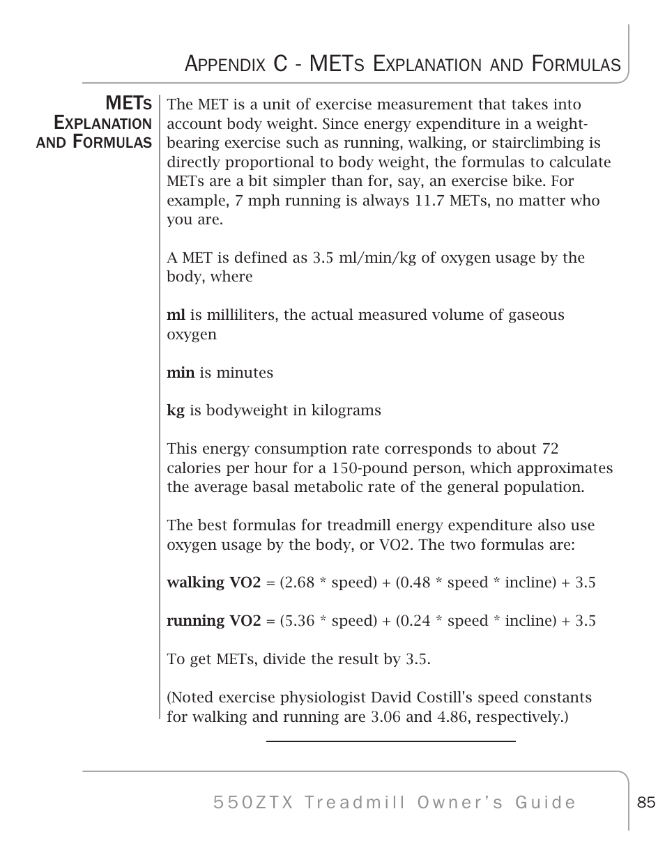 C - met | True Fitness 550ZTX User Manual | Page 89 / 103