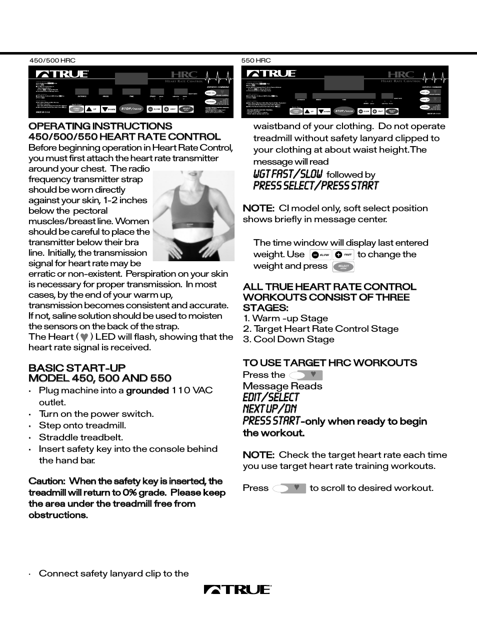 Wwggtt ffaasstt/ /ssllooww | True Fitness 450 SERIES User Manual | Page 19 / 39