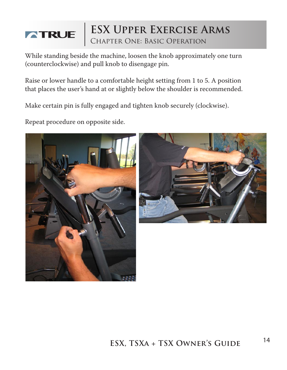 Esx upper exercise arms | True Fitness TSX User Manual | Page 14 / 47