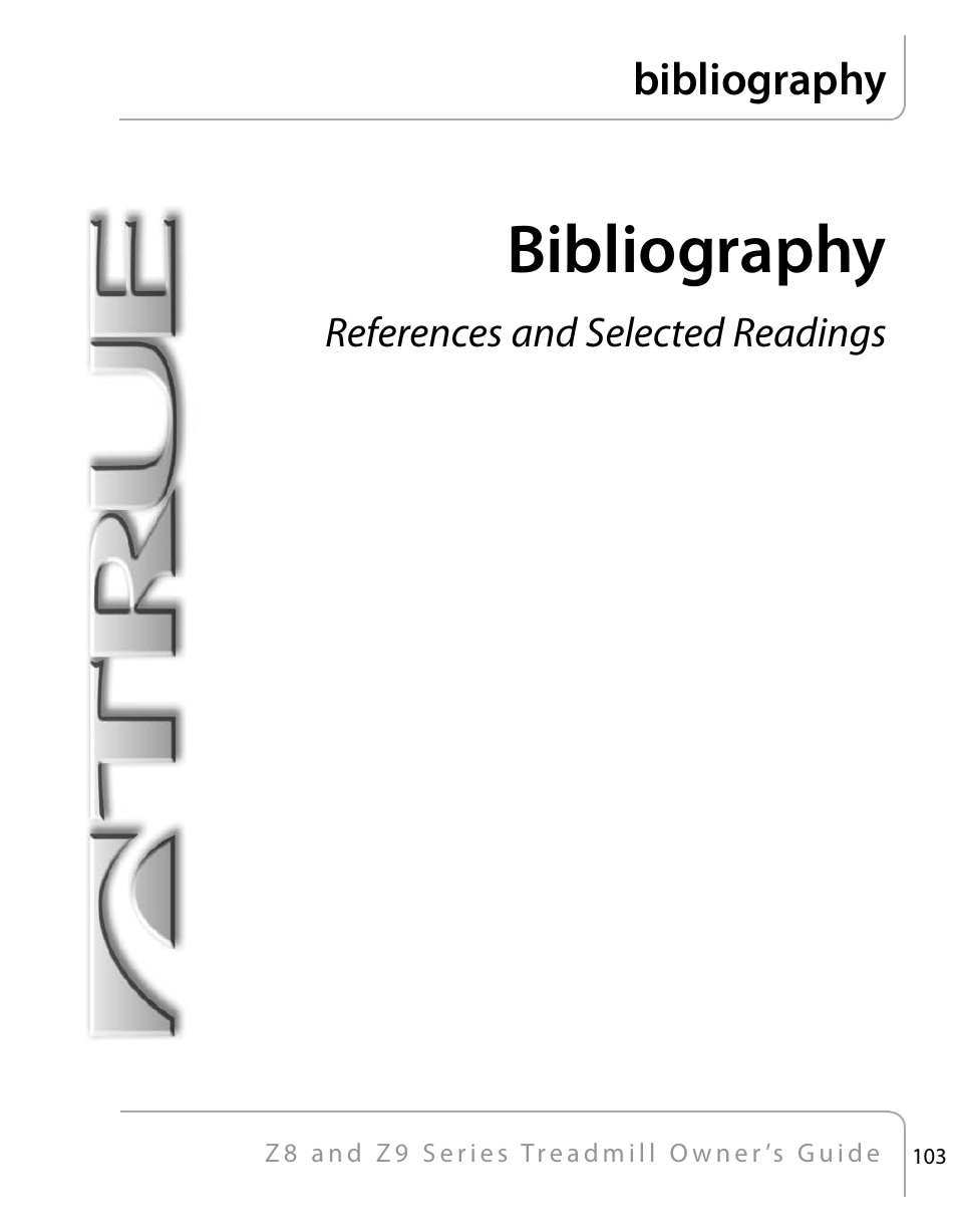 Bibliography, References and selected readings | True Fitness Z9 User Manual | Page 105 / 110