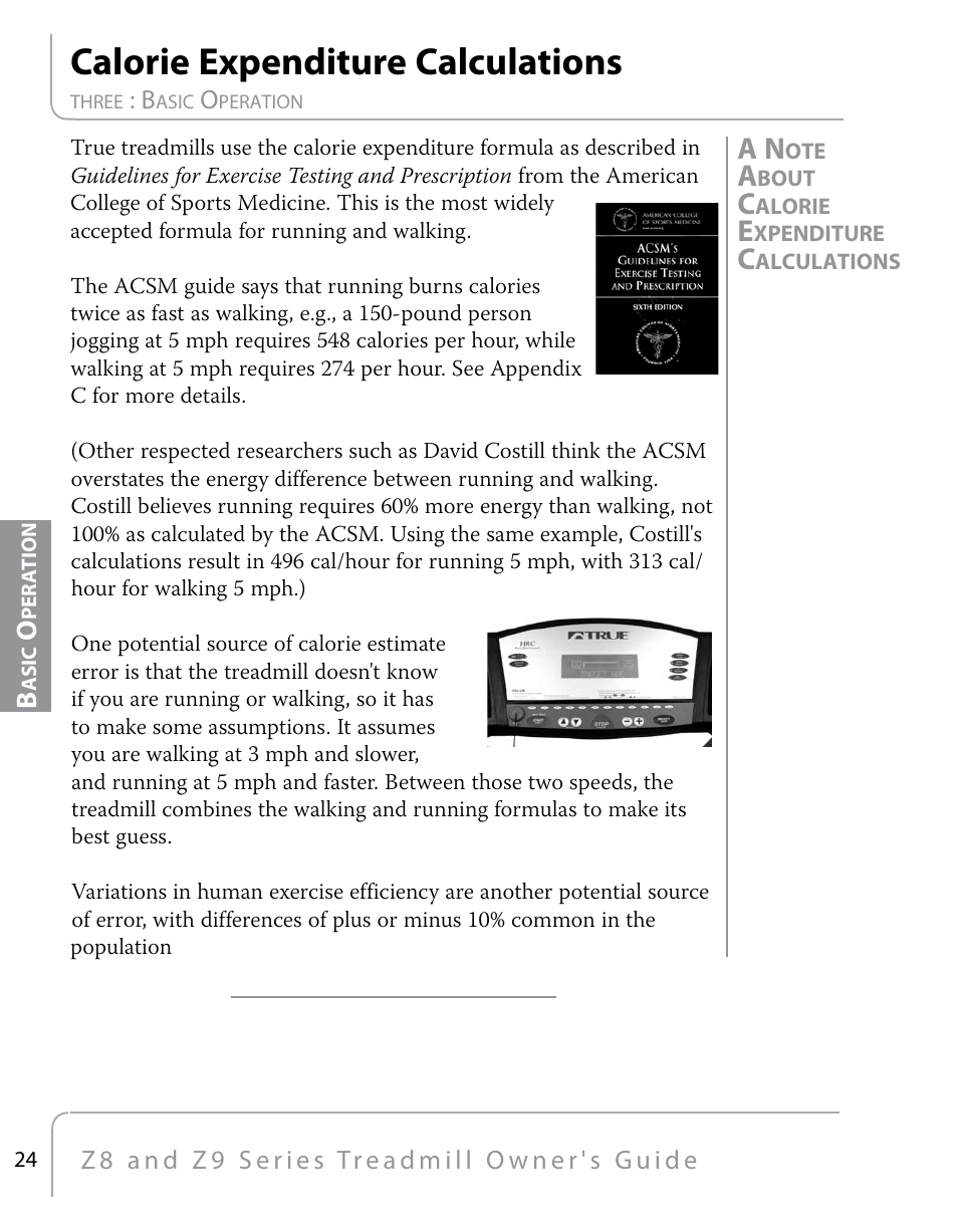 Calorie expenditure calculations | True Fitness Z9 User Manual | Page 26 / 110