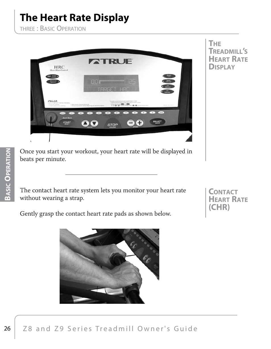 The heart rate display, Chr) | True Fitness Z9 User Manual | Page 28 / 110