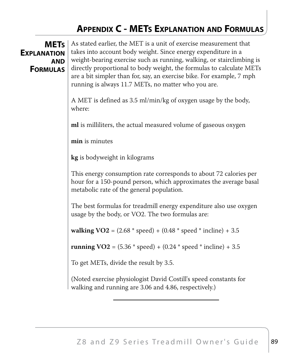 C - met | True Fitness Z9 User Manual | Page 91 / 110