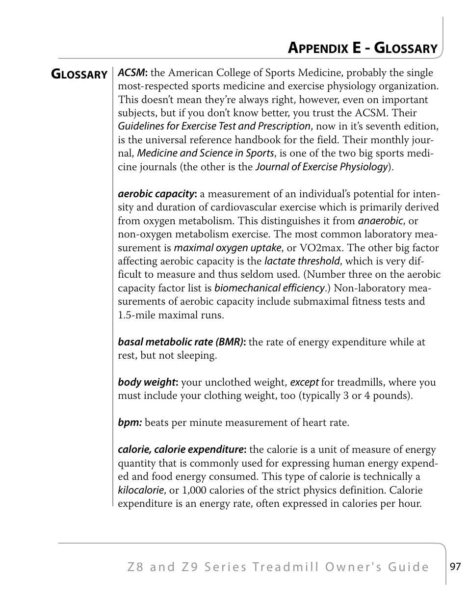 E - g | True Fitness Z9 User Manual | Page 99 / 110